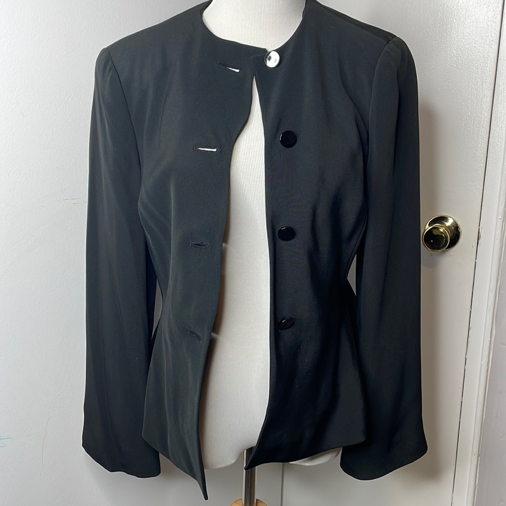 Armani Collezioni Blazer Suit Jacket Wave Black  Shoulder Pads 6 VTG